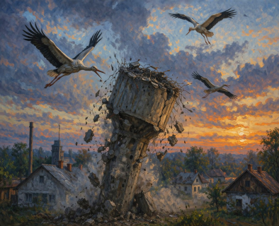 Без домівки… У Гутах лелеки повернулися до зруйнованого гнізда