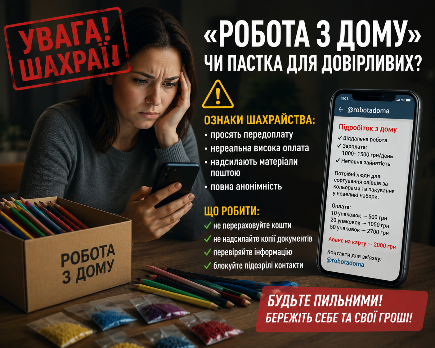 «Робота з дому» чи пастка для довірливих? Жителів громади попереджають про ймовірних шахраїв