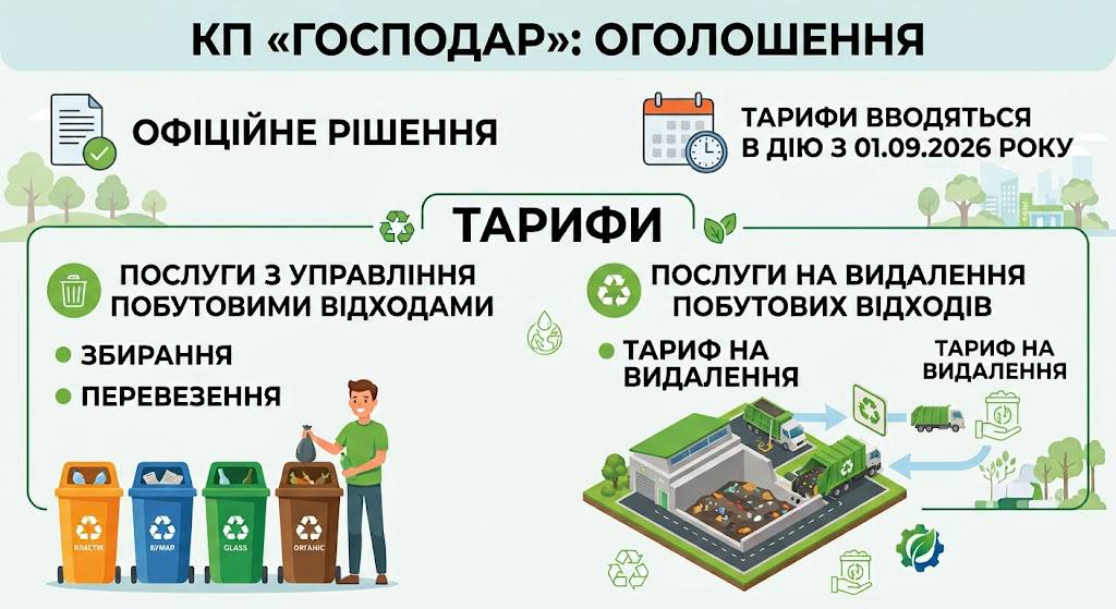 У Богодухові з 1 вересня змінюються тарифи на вивезення та видалення побутових відходів